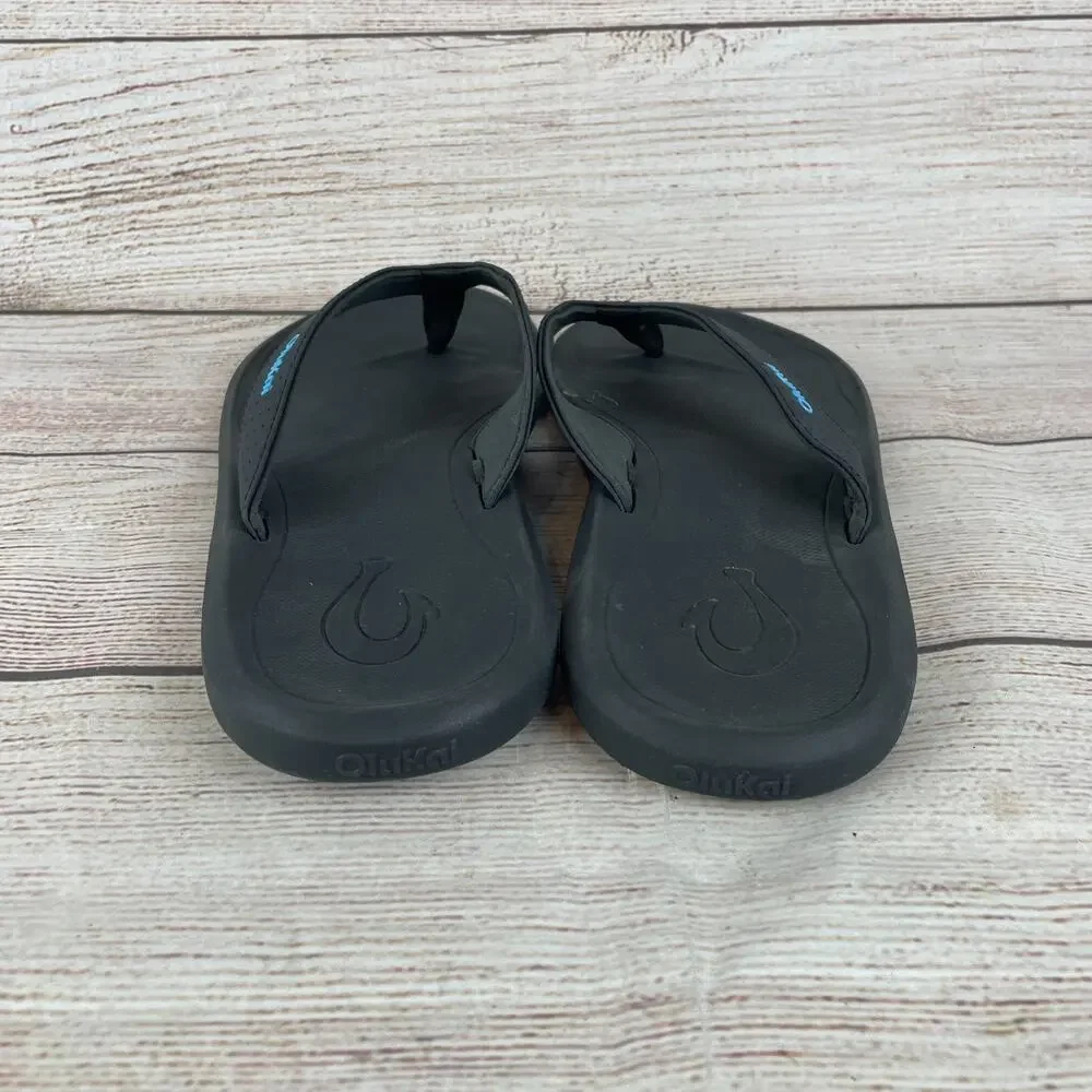 OluKai Ki'i Mens Sz 11 Beach Flip Flops Sandals Black